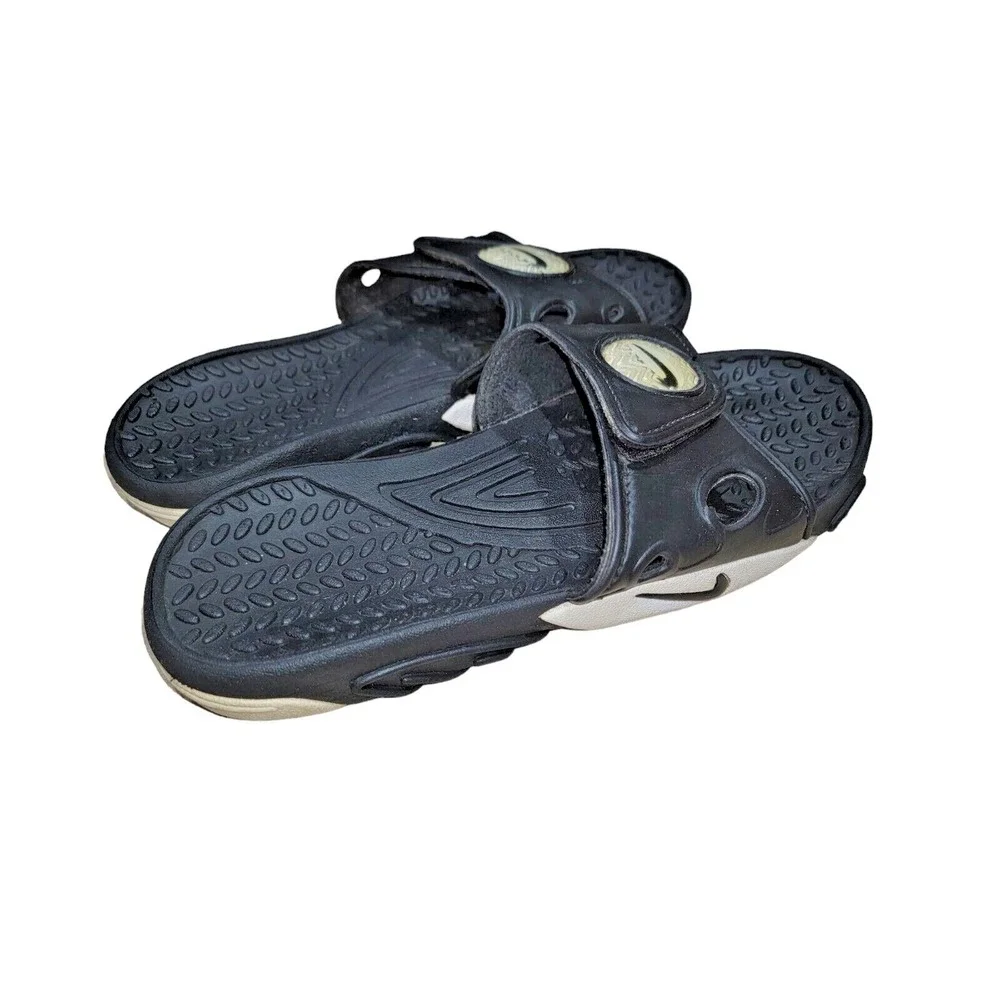 Vintage Y2K Nike Slides Men's Black White Rubber Sandals Size 12 - 810006 001